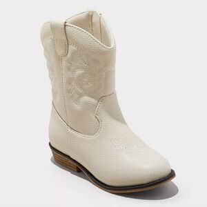 Cat & Jack Girls' Memphis Western Boots Ivory Size 8T New With Tags